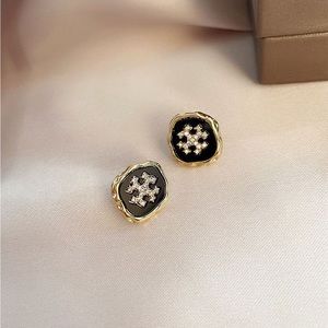 Black and Gold Stud Earrings